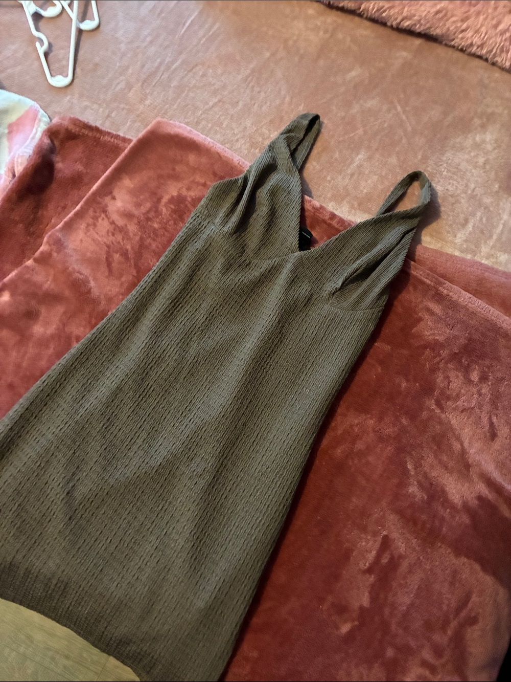 Ardene Olive Ribbed V-Neck Tank Dress